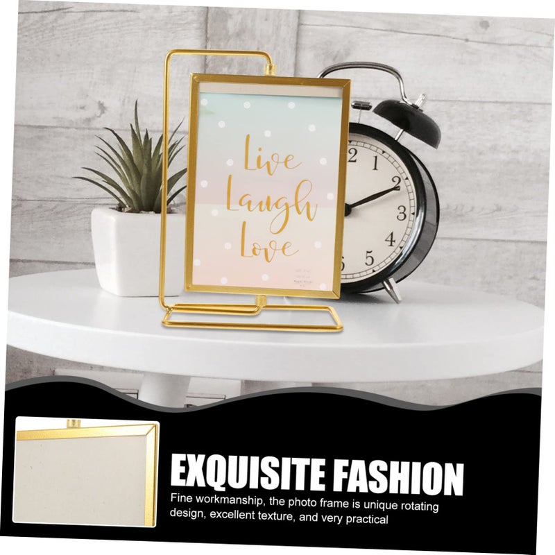 Rotating Photo Frame Vintage Desktop Stand Elegant Finish for Home Office Holiday Decor - Image 3