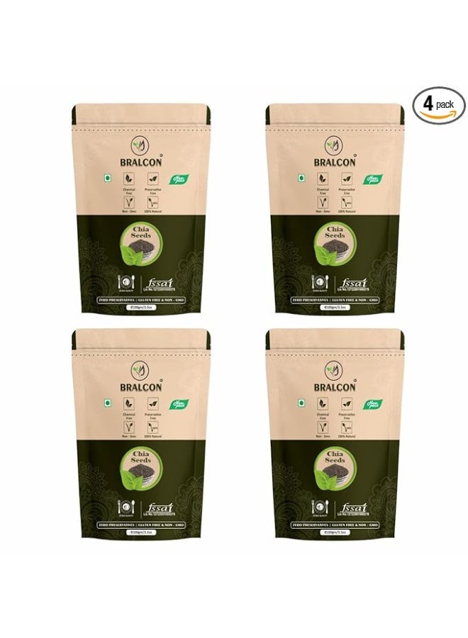 BRALCON Raw Unroasted Organic Chia Seeds - 100g(Pack of 4) |Chia Seeds for eating with Omega 3 and rich in Fiber, Calcium & Protien for Weight Loss management | Anti Oxidant | Healthy Superfood - Image 1