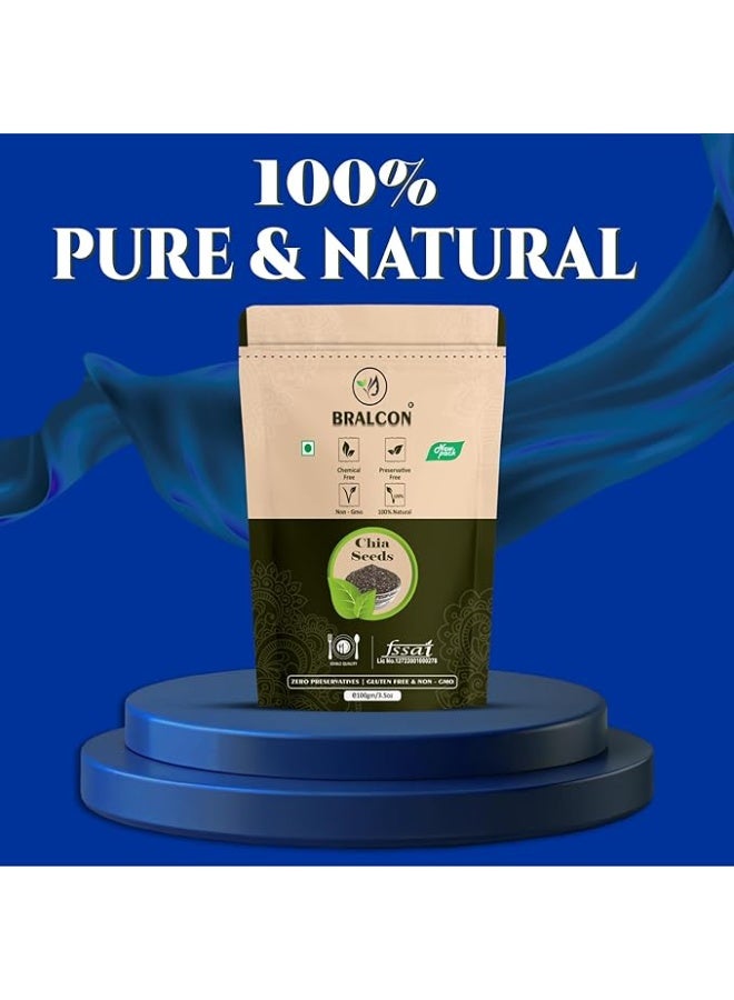 BRALCON Raw Unroasted Organic Chia Seeds - 100g(Pack of 4) |Chia Seeds for eating with Omega 3 and rich in Fiber, Calcium & Protien for Weight Loss management | Anti Oxidant | Healthy Superfood - Image 2