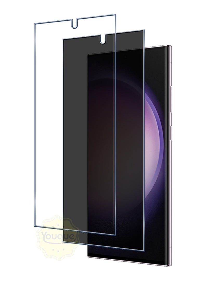 Youque 2-Pack HD Tempered Glass Screen Protector, One HD Clear Screen Protector And One HD Full Privacy Anti-Peeping Screen Protector For Samsung Galaxy S24 Ultra 
