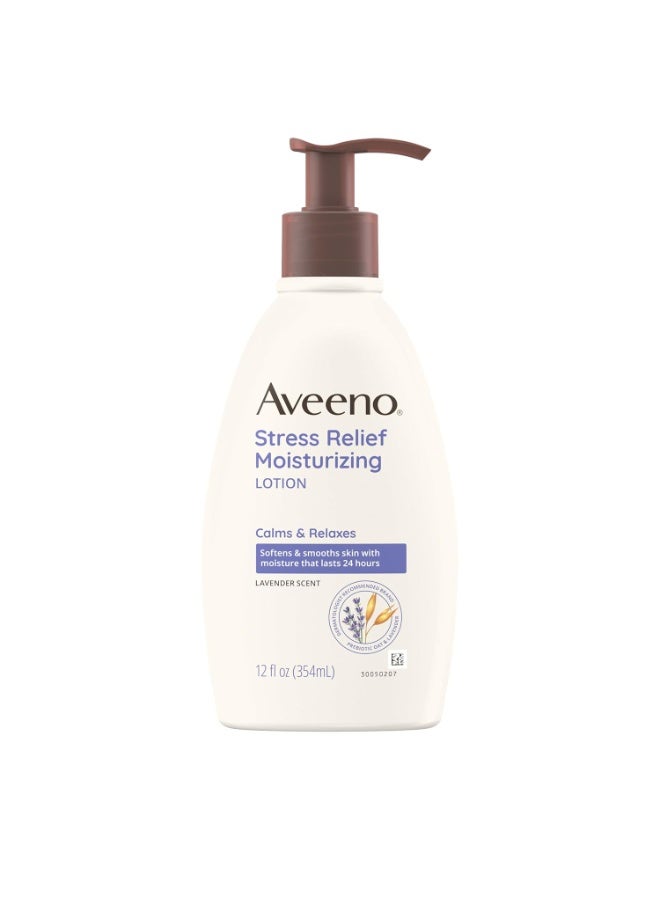 Aveeno Stress Relief Moisturizing Body Lotion with Lavender Scent, Natural Oatmeal to Calm & Relax, Non-Greasy Daily Stress Relief Lotion, 12 fl. oz - Image 1
