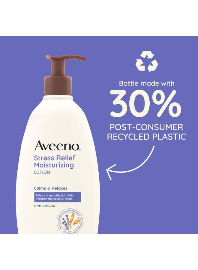 Aveeno Stress Relief Moisturizing Body Lotion with Lavender Scent, Natural Oatmeal to Calm & Relax, Non-Greasy Daily Stress Relief Lotion, 12 fl. oz - Image 4