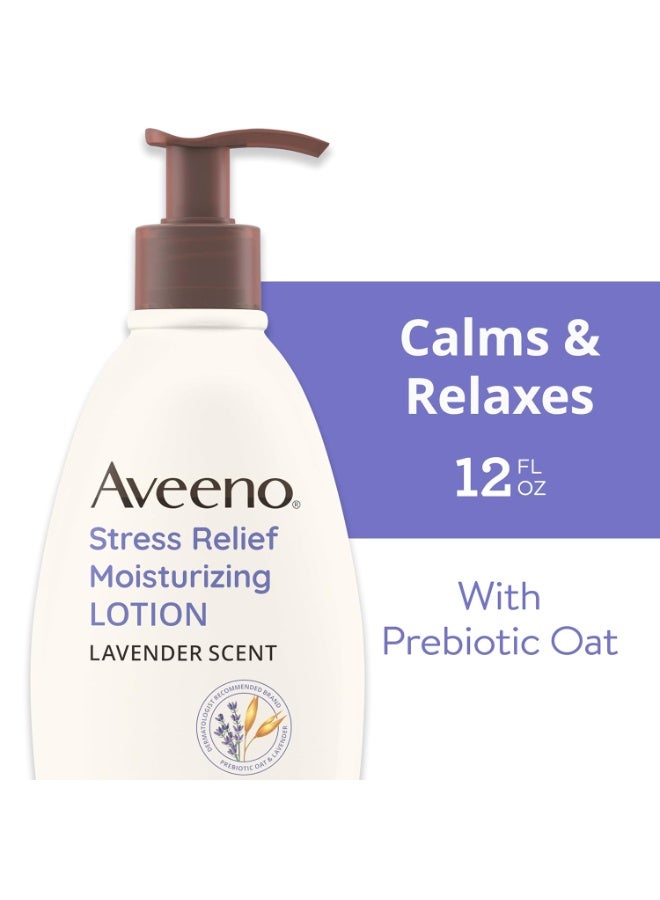Aveeno Stress Relief Moisturizing Body Lotion with Lavender Scent, Natural Oatmeal to Calm & Relax, Non-Greasy Daily Stress Relief Lotion, 12 fl. oz - Image 3