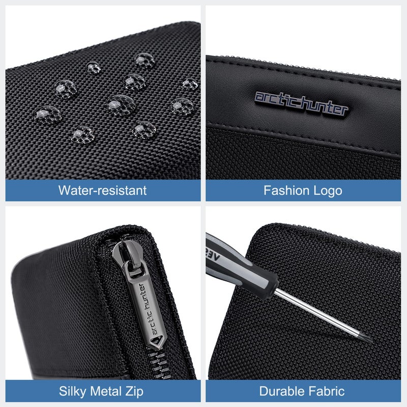 Arctic Hunter Professional 10 Slots Card Holder Organiser with Gift Box Polyester Water-Resistant Pocket Size Coin Cash ATM Credit Card Case Wallets for Men Women, Black - Image 5