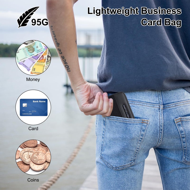 Arctic Hunter Professional 10 Slots Card Holder Organiser with Gift Box Polyester Water-Resistant Pocket Size Coin Cash ATM Credit Card Case Wallets for Men Women, Black - Image 2