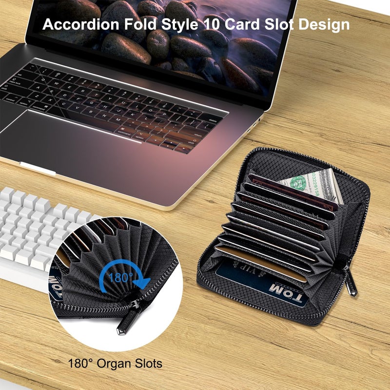 Arctic Hunter Professional 10 Slots Card Holder Organiser with Gift Box Polyester Water-Resistant Pocket Size Coin Cash ATM Credit Card Case Wallets for Men Women, Black - Image 3
