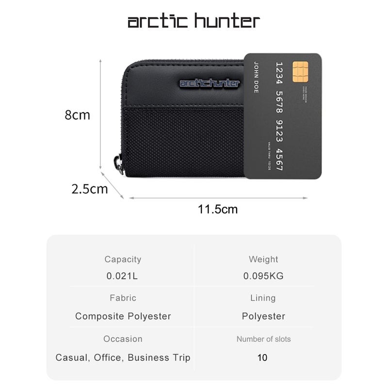 Arctic Hunter Professional 10 Slots Card Holder Organiser with Gift Box Polyester Water-Resistant Pocket Size Coin Cash ATM Credit Card Case Wallets for Men Women, Black - Image 4