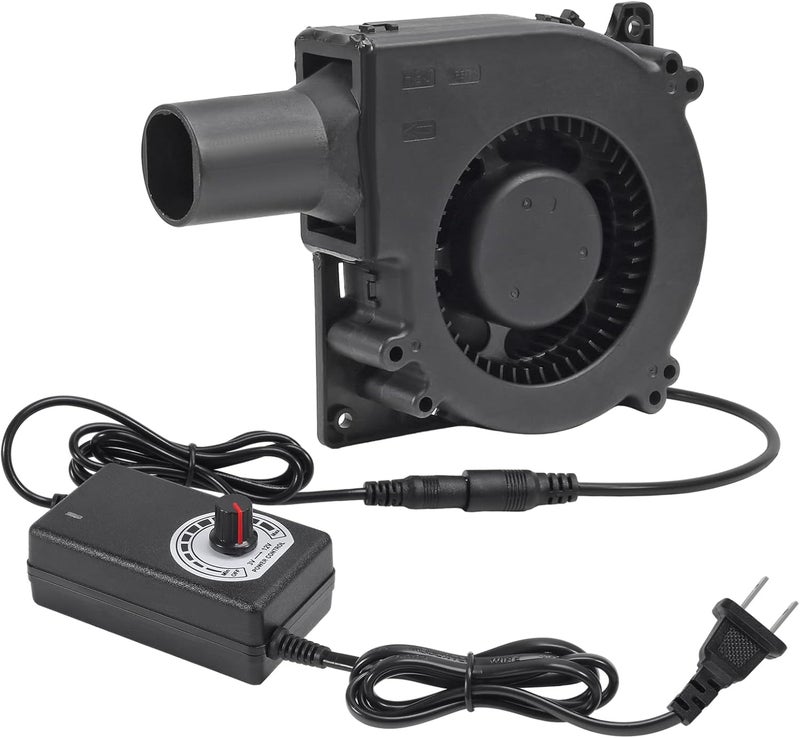 UMLIFE 120mm 12V BBQ Blower Fan 120mm x 32mm Dual Ball Blower Fan 12V with 110v  240v AC Plug Variable Speed Controller for VentilationOutdoor Barbecues Fire Bellow Camping Cooking DIY Cooling Projects - Image 1
