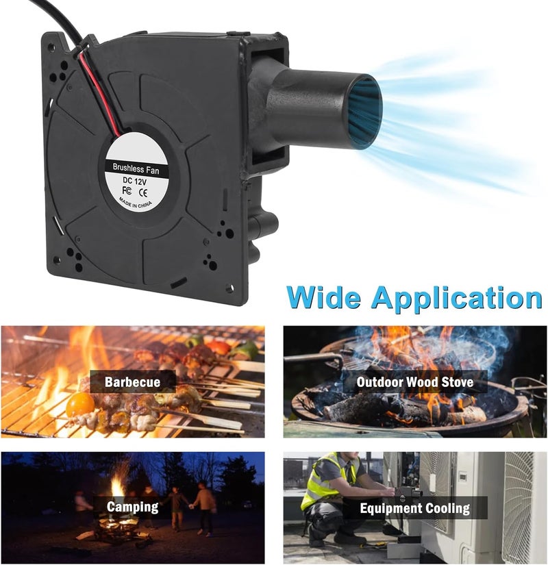 UMLIFE 120mm 12V BBQ Blower Fan 120mm x 32mm Dual Ball Blower Fan 12V with 110v  240v AC Plug Variable Speed Controller for VentilationOutdoor Barbecues Fire Bellow Camping Cooking DIY Cooling Projects - Image 4