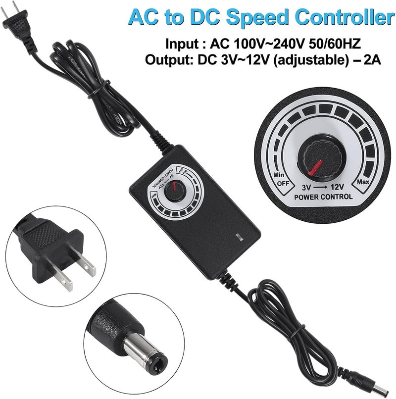 UMLIFE 120mm 12V BBQ Blower Fan 120mm x 32mm Dual Ball Blower Fan 12V with 110v  240v AC Plug Variable Speed Controller for VentilationOutdoor Barbecues Fire Bellow Camping Cooking DIY Cooling Projects - Image 3