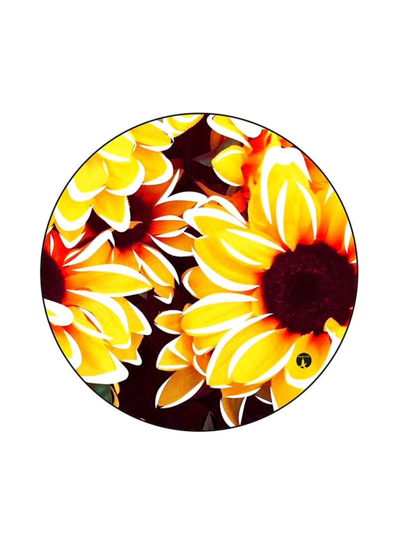 Flowers Printed Mouse Pad Yellow/Brown