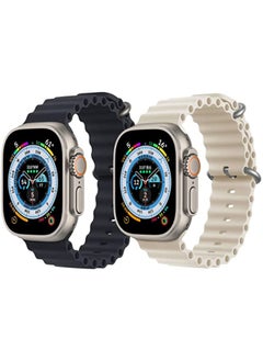 Silicone Ocean Band Strap Yellow Silicone Ocean Band Strap Dark Blue Set of 2 for Apple Watch Ultra 8 49mm