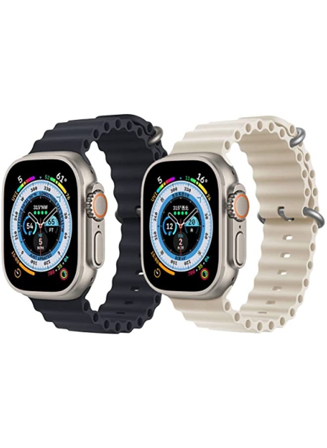 IAF - Silicone Ocean Band Strap Yellow Silicone Ocean Band Strap Dark Blue Set of 2 for Apple Watch Ultra 8 49mm - Image 1