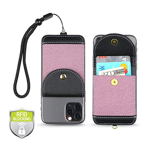 Gear Beast Cell Phone Wallet for Back of Phone with Wrist Strap, Stick On Wallet Credit Card ID Holder with RFID Protection Compatible with iPhone, Galaxy & Most Smartphones and Cases - Image 1