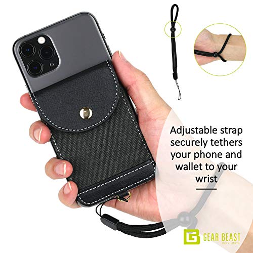 Gear Beast Cell Phone Wallet for Back of Phone with Wrist Strap, Stick On Wallet Credit Card ID Holder with RFID Protection Compatible with iPhone, Galaxy & Most Smartphones and Cases - Image 4
