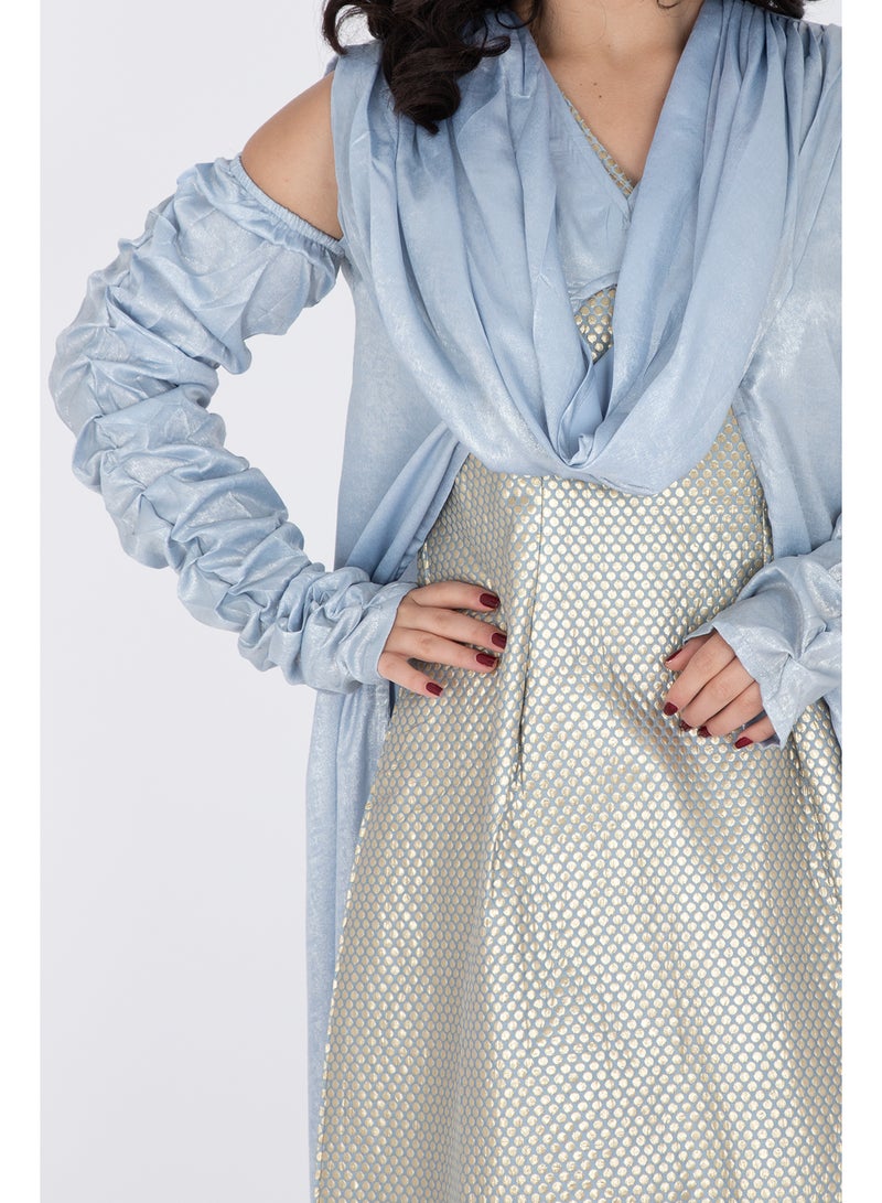 اكسا طقم عصري مكون من قطعتين من القماش اللامع المكشوف الكتفين - Image 2