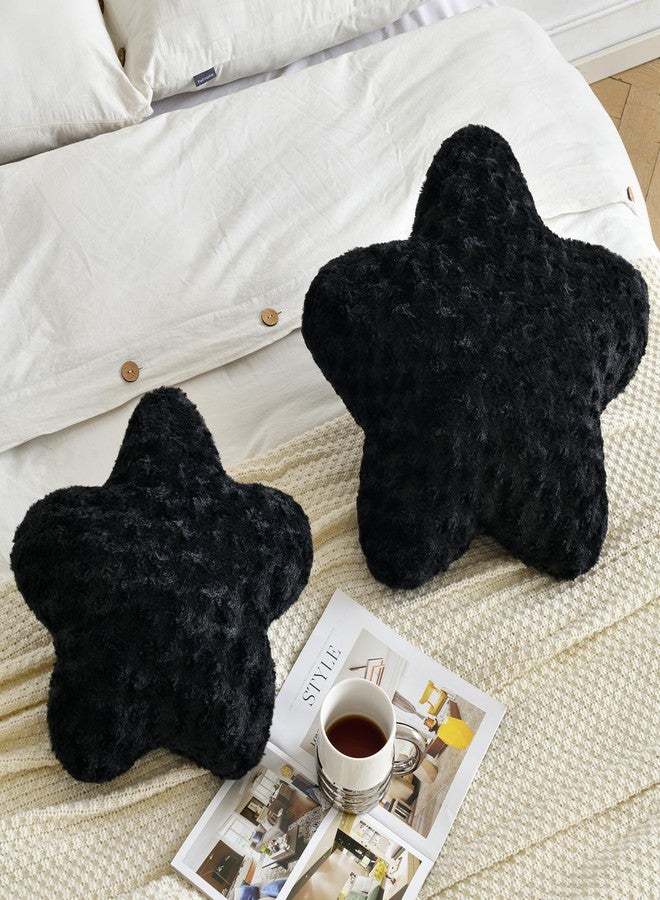 ZCNYCLAM Star Pillow, 14.9" Star Shaped Plush Pillow for Couch Bed Sofa, Cute Decorative Throw Pillows with Soft Faux Fur Room Decor for Bedroom Living Room (Black) - Image 3