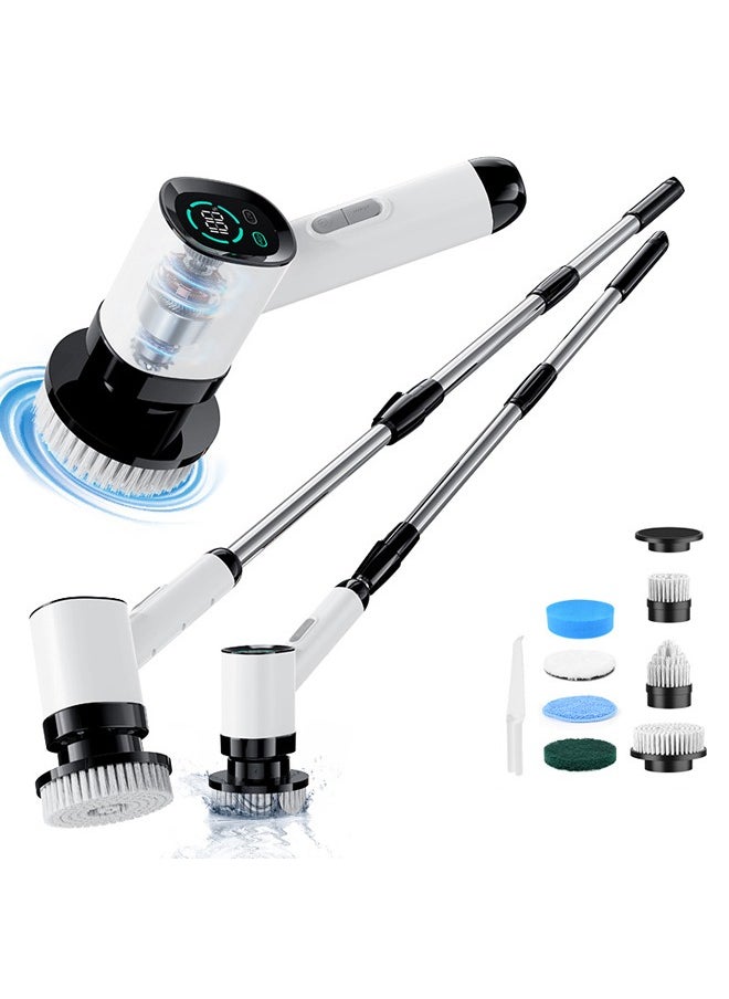 Joshberg - 7-in1-Electric Spin Scrubber - Electric Scrubber for Cleaning with 7 Replaceable Heads - Full-Body IPX6 Waterproof Tub Scrubber with Long Handle - 2 Speeds Electric Brush Cleaner for Bathroom, Tile, Sink, Car & More - Image 1