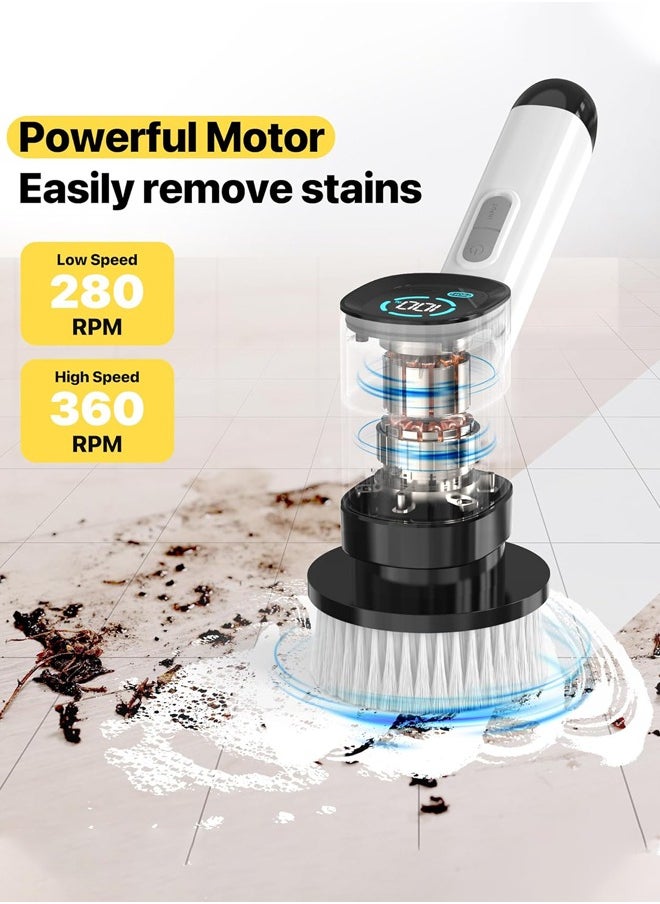 Joshberg - 7-in1-Electric Spin Scrubber - Electric Scrubber for Cleaning with 7 Replaceable Heads - Full-Body IPX6 Waterproof Tub Scrubber with Long Handle - 2 Speeds Electric Brush Cleaner for Bathroom, Tile, Sink, Car & More - Image 1