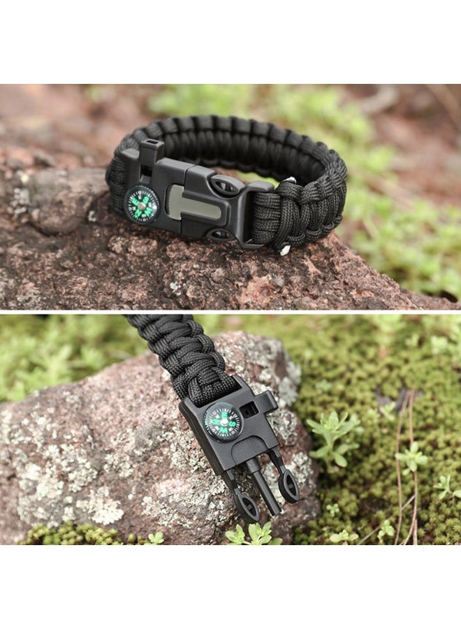 سوار بقاء مضفر من سبع خيوط باللون الأخضر العسكري مع صفارة وفلين وبوصلة كبيرة، سوار إنقاذ حياة خارجي - Image 5