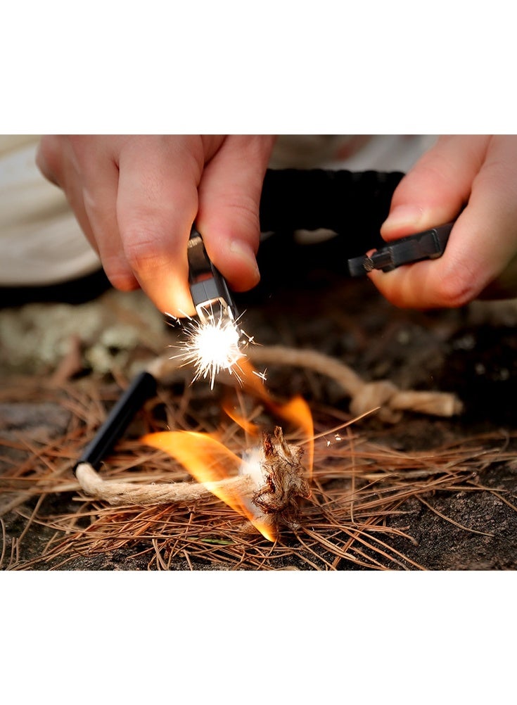 سوار بقاء مضفر من سبع خيوط باللون الأخضر العسكري مع صفارة وفلين وبوصلة كبيرة، سوار إنقاذ حياة خارجي - Image 4