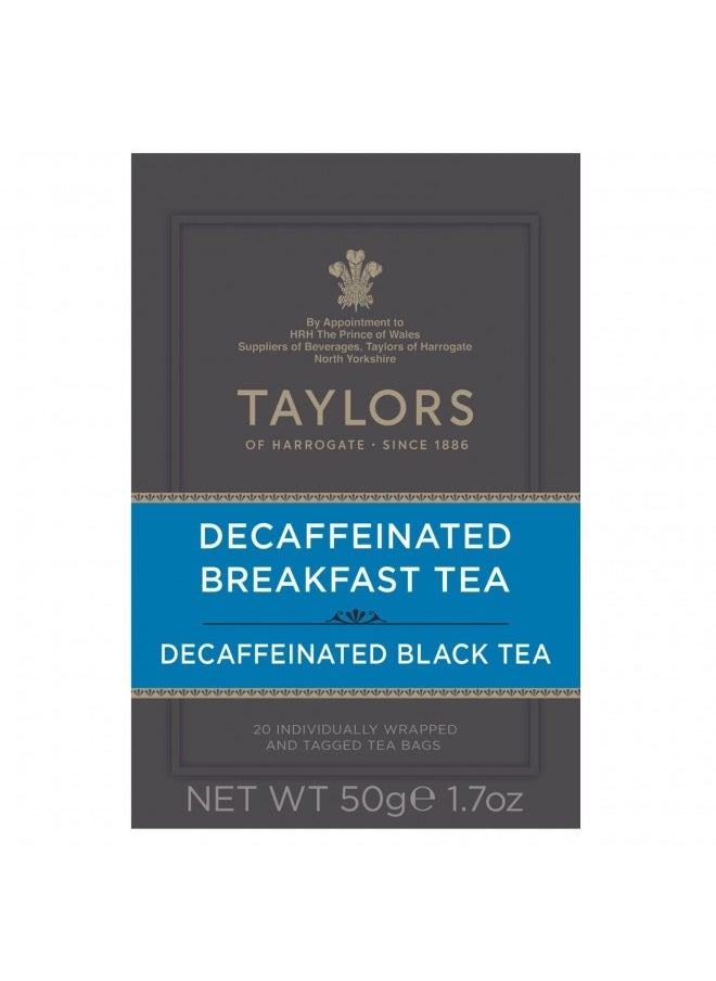 Taylors Of Harrogate Decaffeinated Breakfast, Teabags, 20 Count (Pack Of 1)  - Image 1