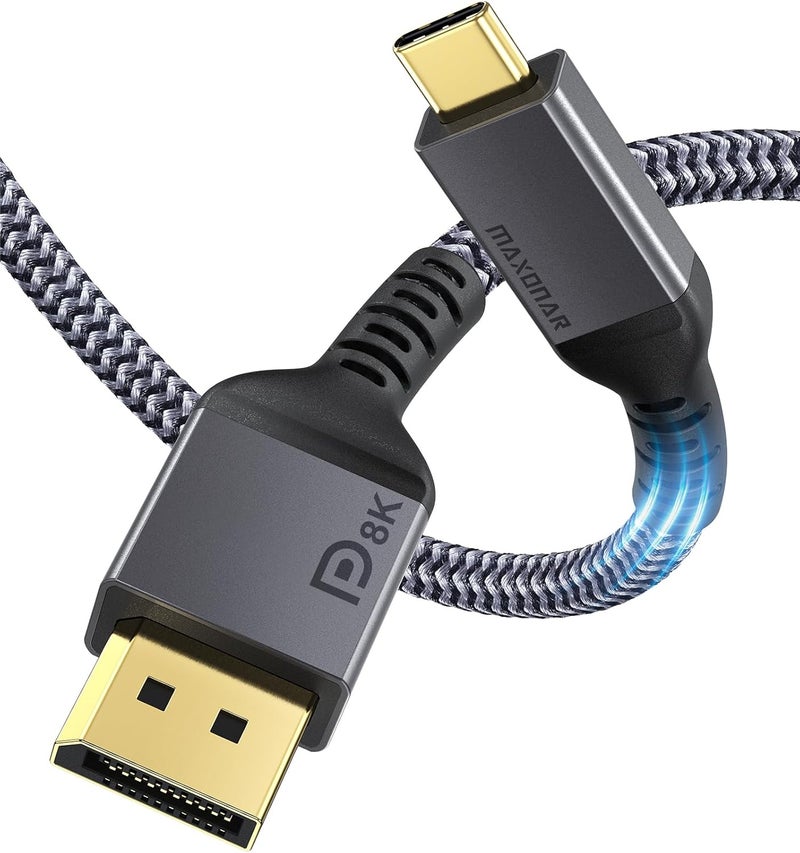 Maxonar USB C to DisplayPort, 8K 60Hz Type-C to DP Cable 10FT/3M (4K 60Hz 144Hz 120Hz 2K 240Hz) 32.4Gbps 1.4 HBR3 Alt Mode Video Adapter for MacBook Pro/iPad Pro, XPS 15 and More - Image 1