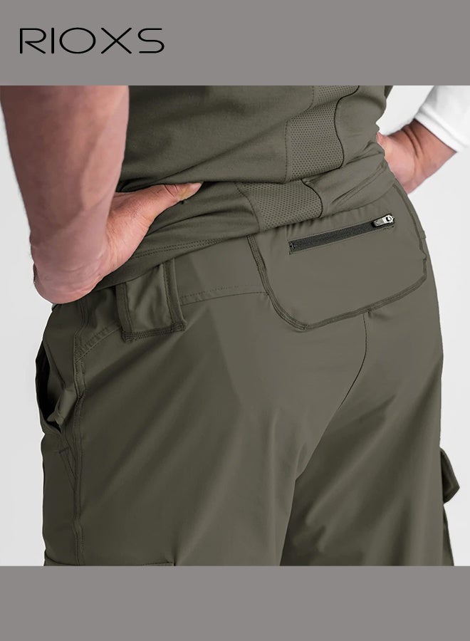 RIOXS Men's Green Jogger Pants, Mid-Rise Athletic Trousers with Drawstring Waist and Side Pockets, Tapered Cuff Workout Pants for Gym, Running and Streetwear​, Elastic Cuff Sweatpants, Urban Workout Pants, Young Men's Street Style Bottoms - Image 4