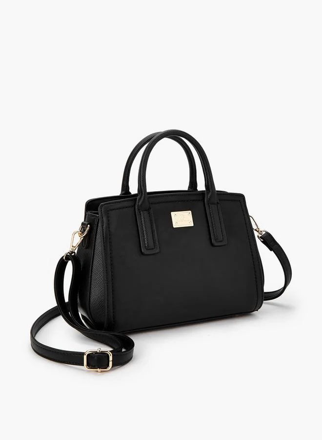 Flora Bella By Shoexpress BLACK Solid Tote Bag with Detachable Strap for Women | Best Price UAE