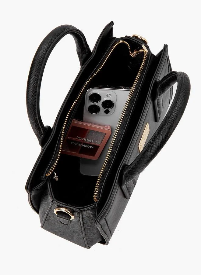Flora Bella By Shoexpress BLACK Solid Tote Bag with Detachable Strap for Women | Best Price UAE