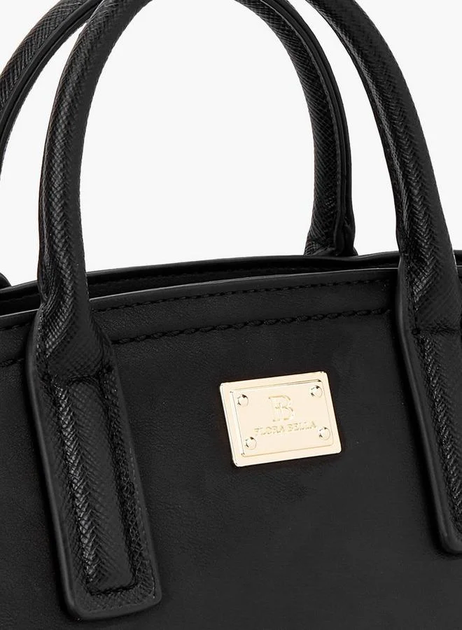 Flora Bella By Shoexpress BLACK Solid Tote Bag with Detachable Strap for Women | Best Price UAE