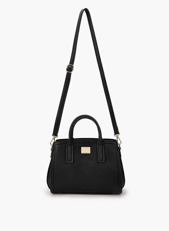 Flora Bella By Shoexpress BLACK Solid Tote Bag with Detachable Strap for Women | Best Price UAE