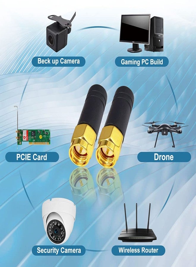 Onelinkmore 2.4GHz WiFi Antenna, Pack of 2, SMA Male, 2 dBi Gain, Omnidirectional, 50W Max Power, Black, WiFi Antenna - Image 2