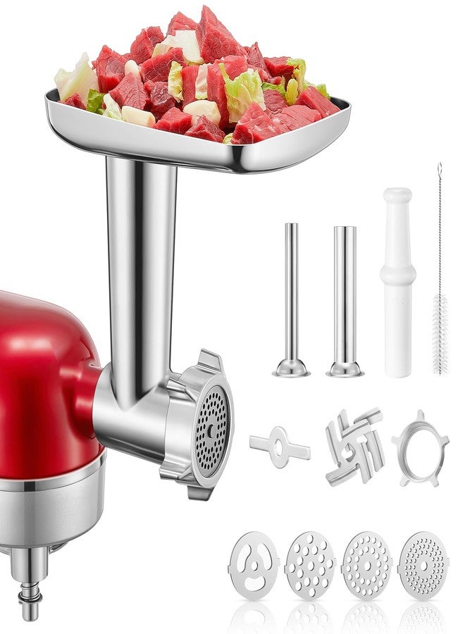 FOHERE Meat Grinder Attachment for KitchenAid Stand Mixer, 15PCS Stainless Steel Meat Grinder Accessories for Kitchen Aid With 4 Grinding Plates, 2 Sausage Stuffer Tubes, 3 Grinding Blades, 1 Large Food Tray - Image 1