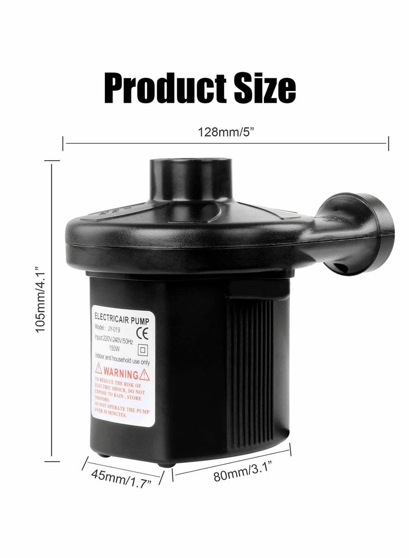 Portable Electric Air Pump with 3 Nozzles for Quick Inflation and Deflation, 240V/12V DC for Car and Air Mattress - Image 3