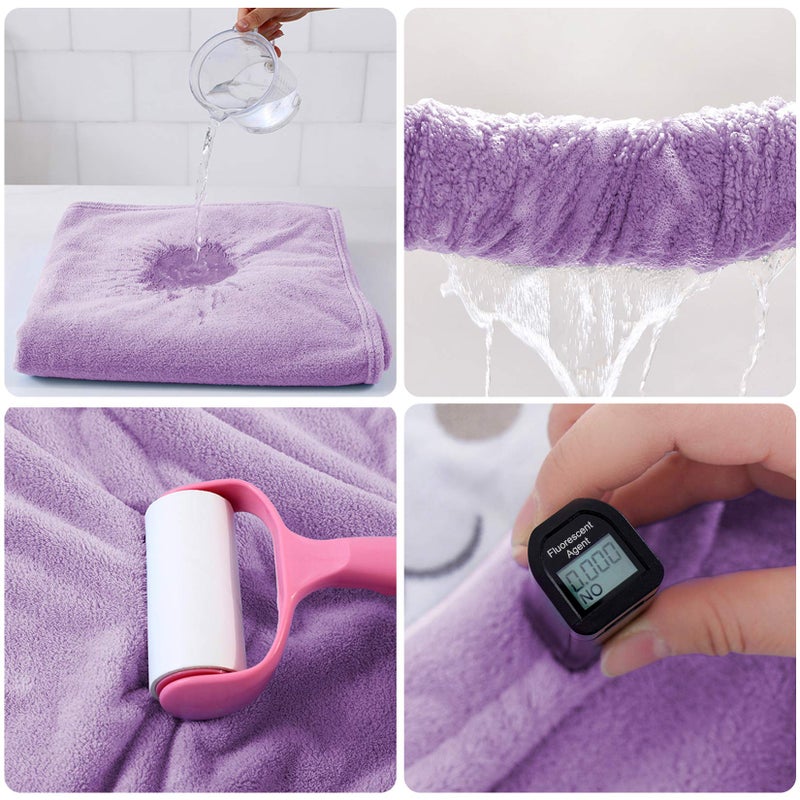 ROMASA Baby Bath Towel Ultra Soft Hooded Towel Highly Absorbent Bathrobe Blanket Toddlers Shower Gifts for Boys Girls-27.5" x 55" (Purple) - Image 4