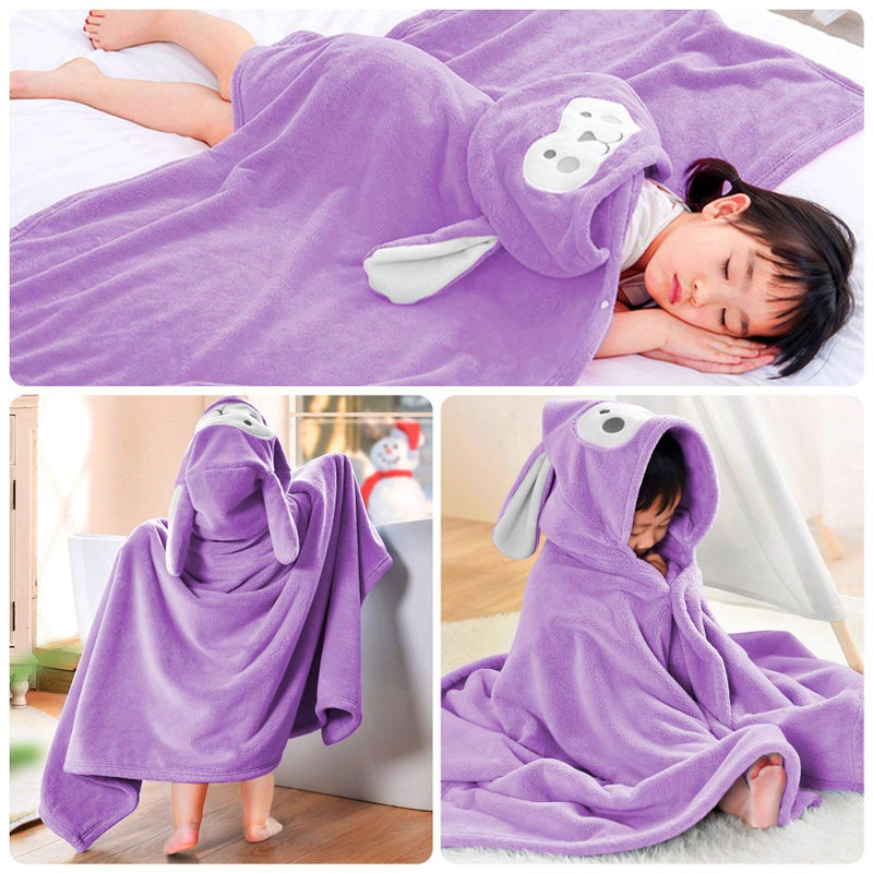 ROMASA Baby Bath Towel Ultra Soft Hooded Towel Highly Absorbent Bathrobe Blanket Toddlers Shower Gifts for Boys Girls-27.5" x 55" (Purple) - Image 5
