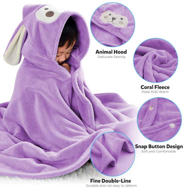 ROMASA Baby Bath Towel Ultra Soft Hooded Towel Highly Absorbent Bathrobe Blanket Toddlers Shower Gifts for Boys Girls-27.5" x 55" (Purple) - Image 3