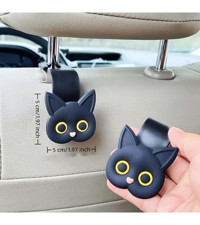 3D Cartoon Cat Backseat Hooks Universal Car Storage Organizer for Bags Coats - Image 2