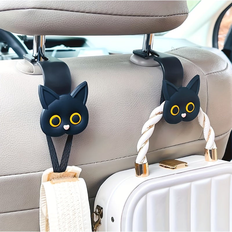 3D Cartoon Cat Backseat Hooks Universal Car Storage Organizer for Bags Coats - Image 3