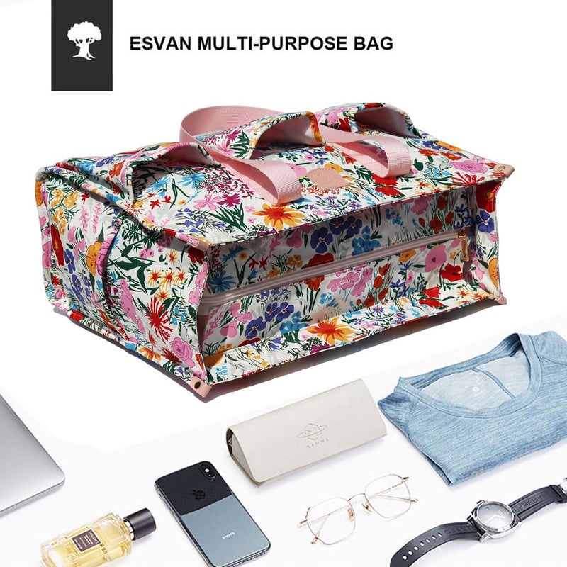 ESVAN Utility Tote Bag with Zip Top Waterproof Teacher Tote Bag for Teacher Work Women Beach (J) - Image 5
