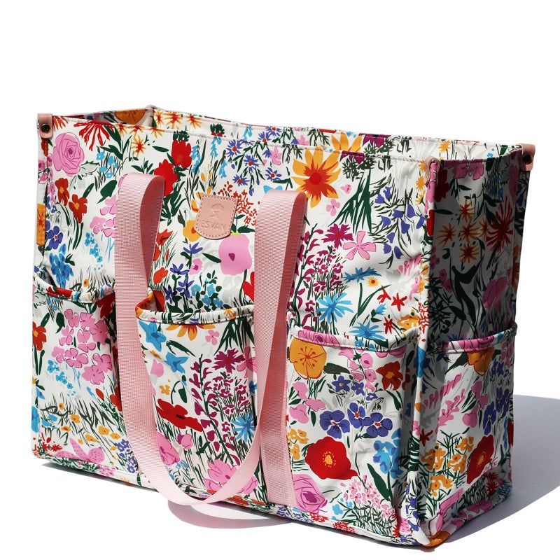 ESVAN Utility Tote Bag with Zip Top Waterproof Teacher Tote Bag for Teacher Work Women Beach (J) - Image 1