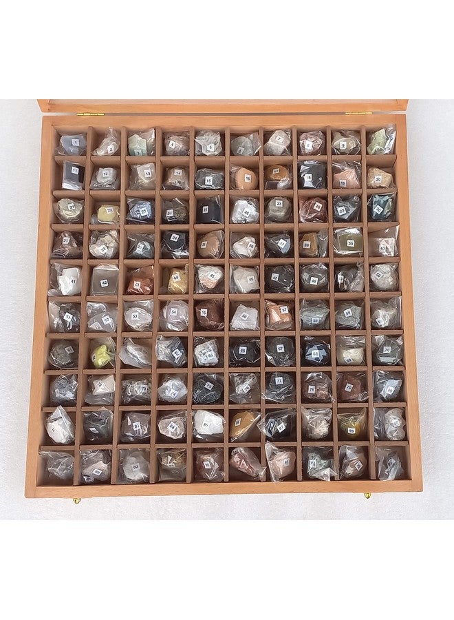 Rocksmins Collection of 100 Rocks & Minerals for Education in Wooden Box Rare & Commen 100 Specimens - Image 3