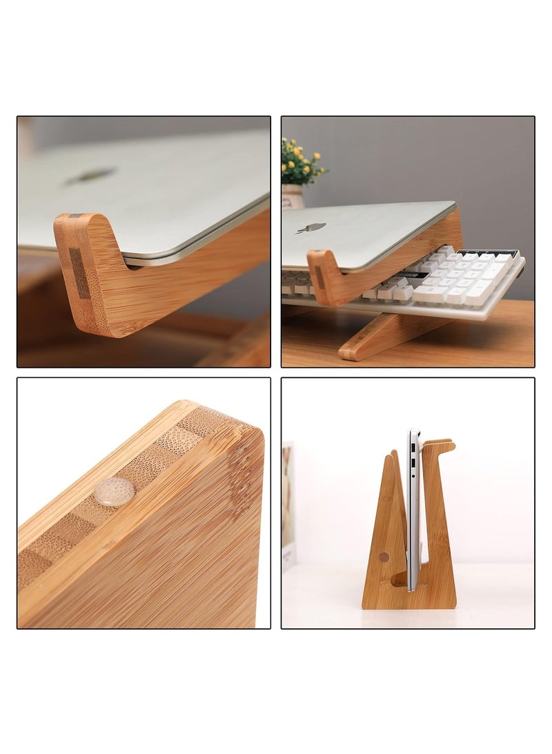 Foldable Wooden Laptop Stand with Adjustable Angles - Image 3