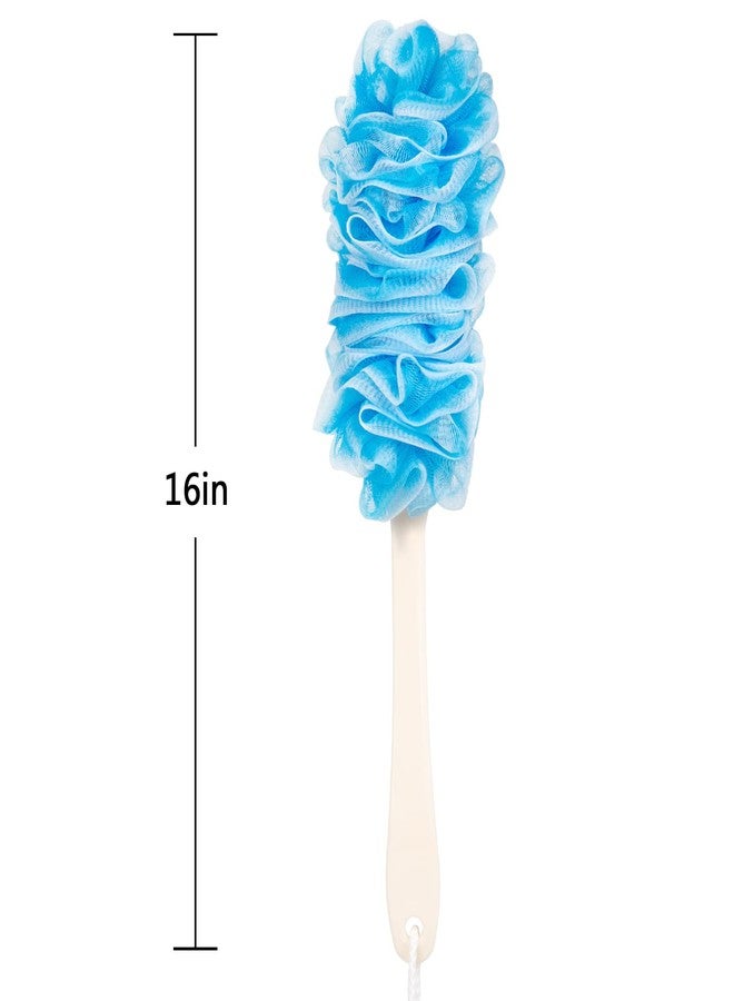 Arswin Loofah Back Scrubber for Shower,Loofah On a Stick,Anti-Slip Long Handle Bath Sponge Shower Brush,Soft Nylon Mesh Body Brush for Women&Men (Pack of 2, Blue) - Image 5