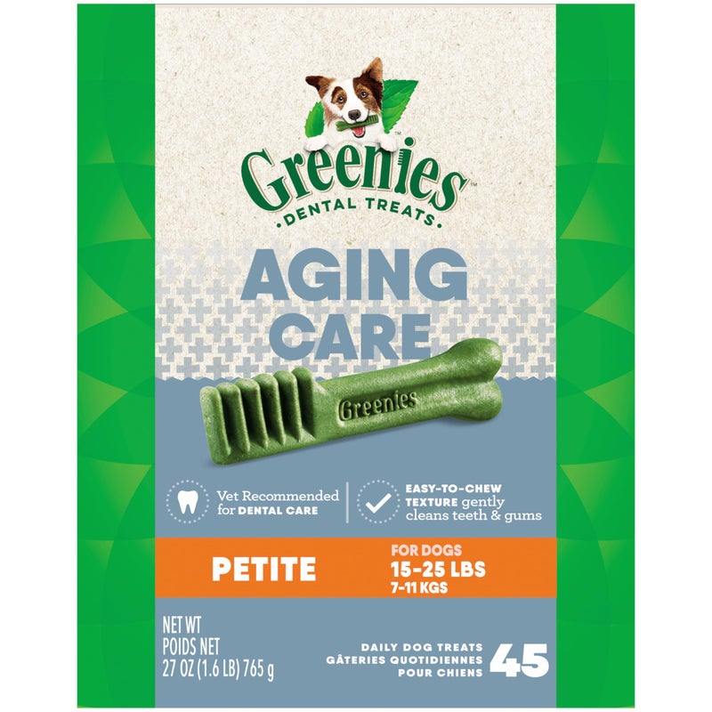 Greenies Aging Care Petite Natural Dental Care Dog Treats, 27 oz. Pack (45 Treats) - Image 1