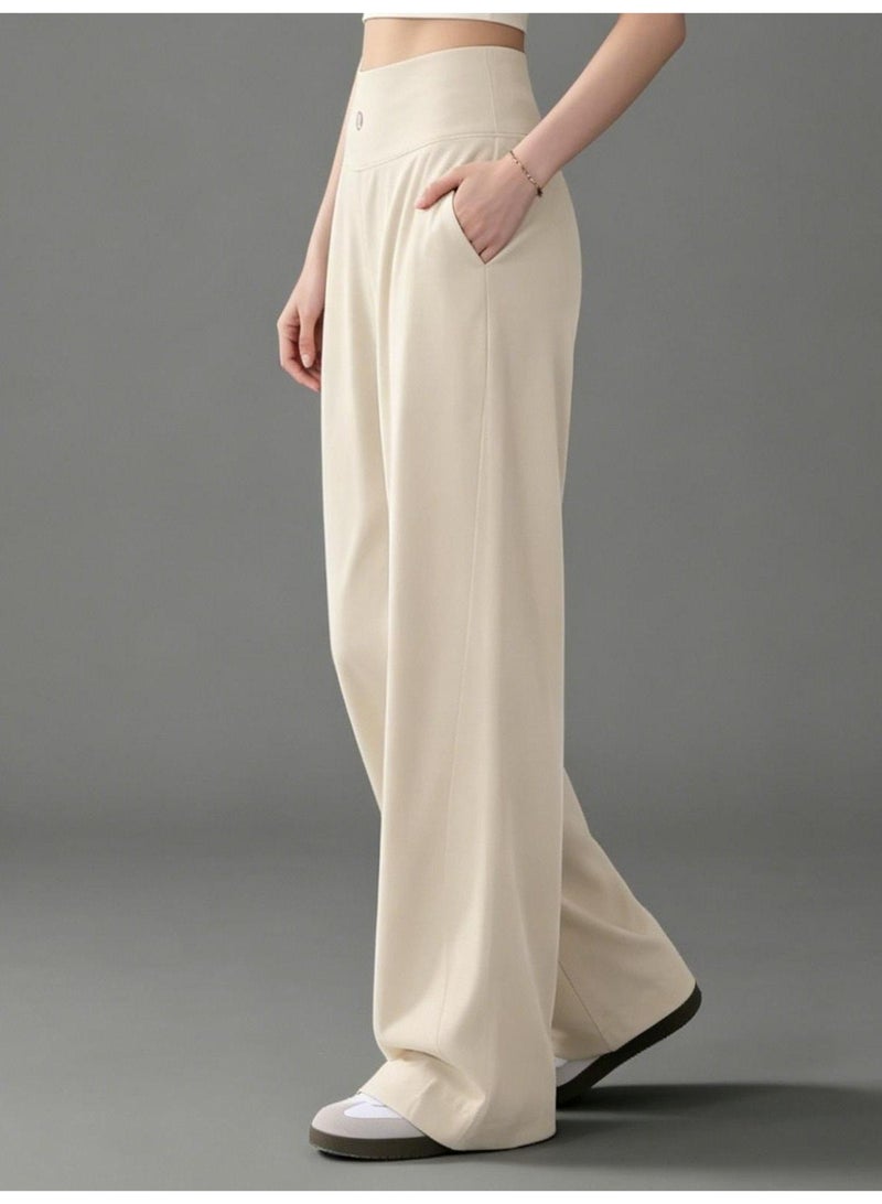 لولوليمون High Waist Wide Leg Pants - Silk Smooth Casual Pants with Minimalist Logo, Suitable for Sports, Leisure and Daily Wear - Image 4