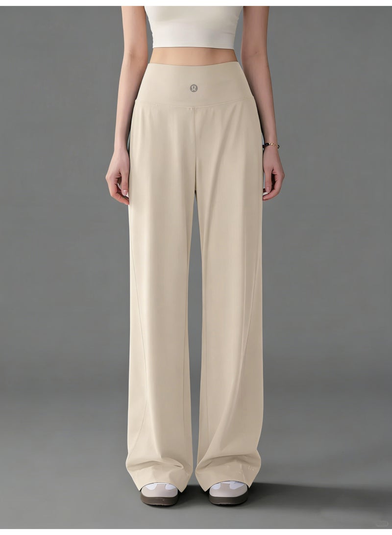 لولوليمون High Waist Wide Leg Pants - Silk Smooth Casual Pants with Minimalist Logo, Suitable for Sports, Leisure and Daily Wear - Image 2