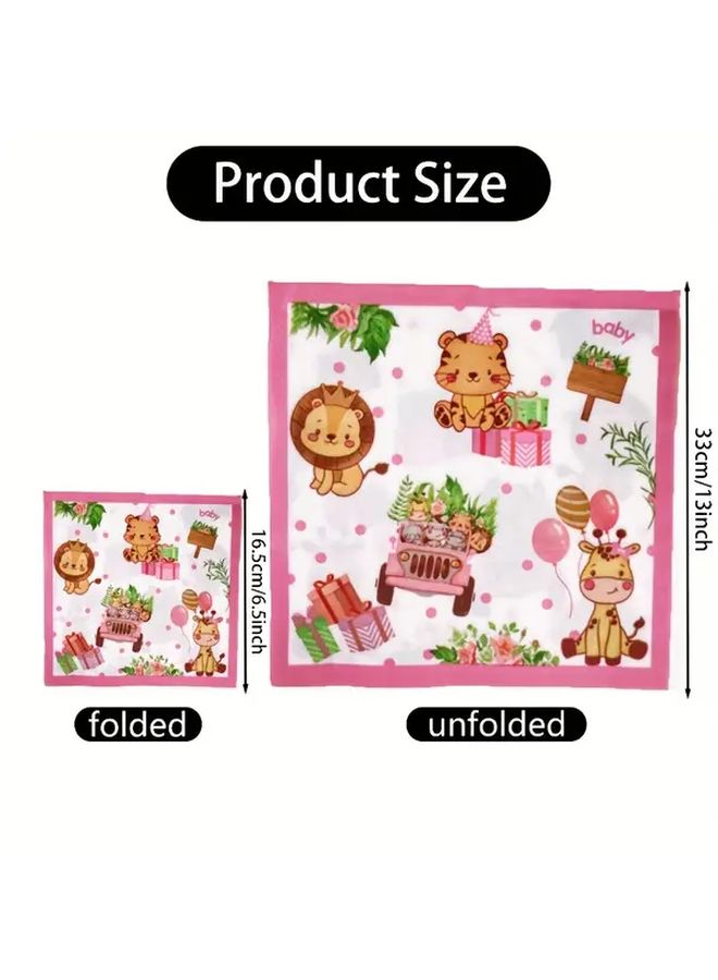 20 Pink Animal Napkins For Facial Tissues Square Napkins Restaurants Bakeries Table Settings Creative Decorations - Image 3