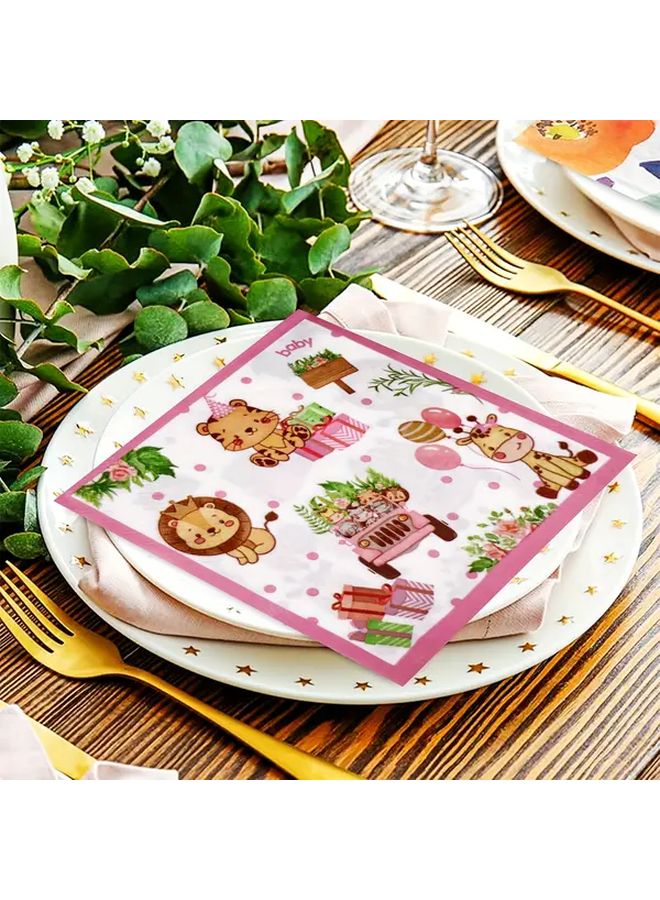 20 Pink Animal Napkins For Facial Tissues Square Napkins Restaurants Bakeries Table Settings Creative Decorations - Image 4